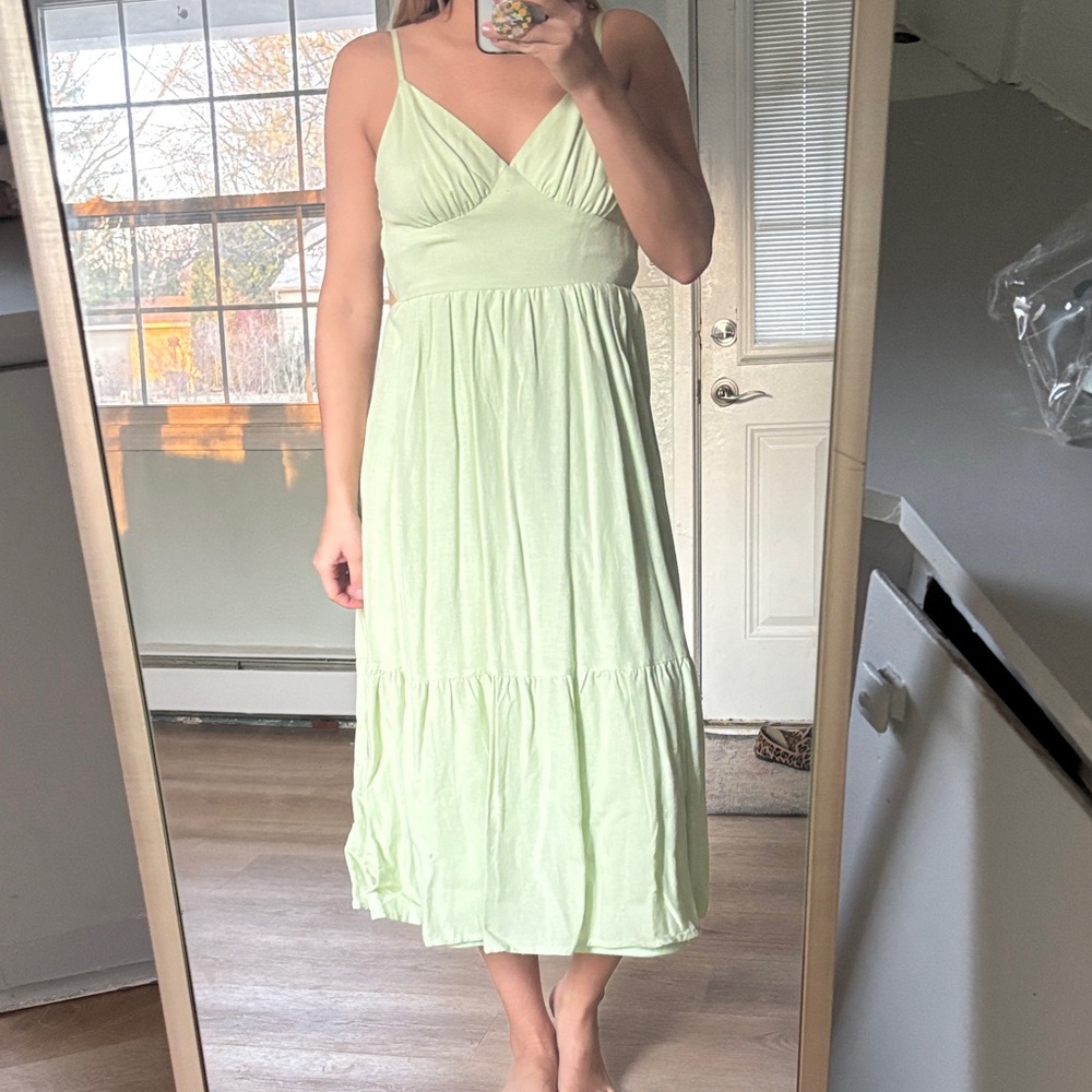 NWT Jessica Simpson Light Green Spaghetti Strap Midi Dress
